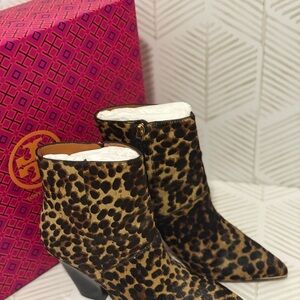 Tory Burch Brown and Black Ankle Boots with Chunky Heel